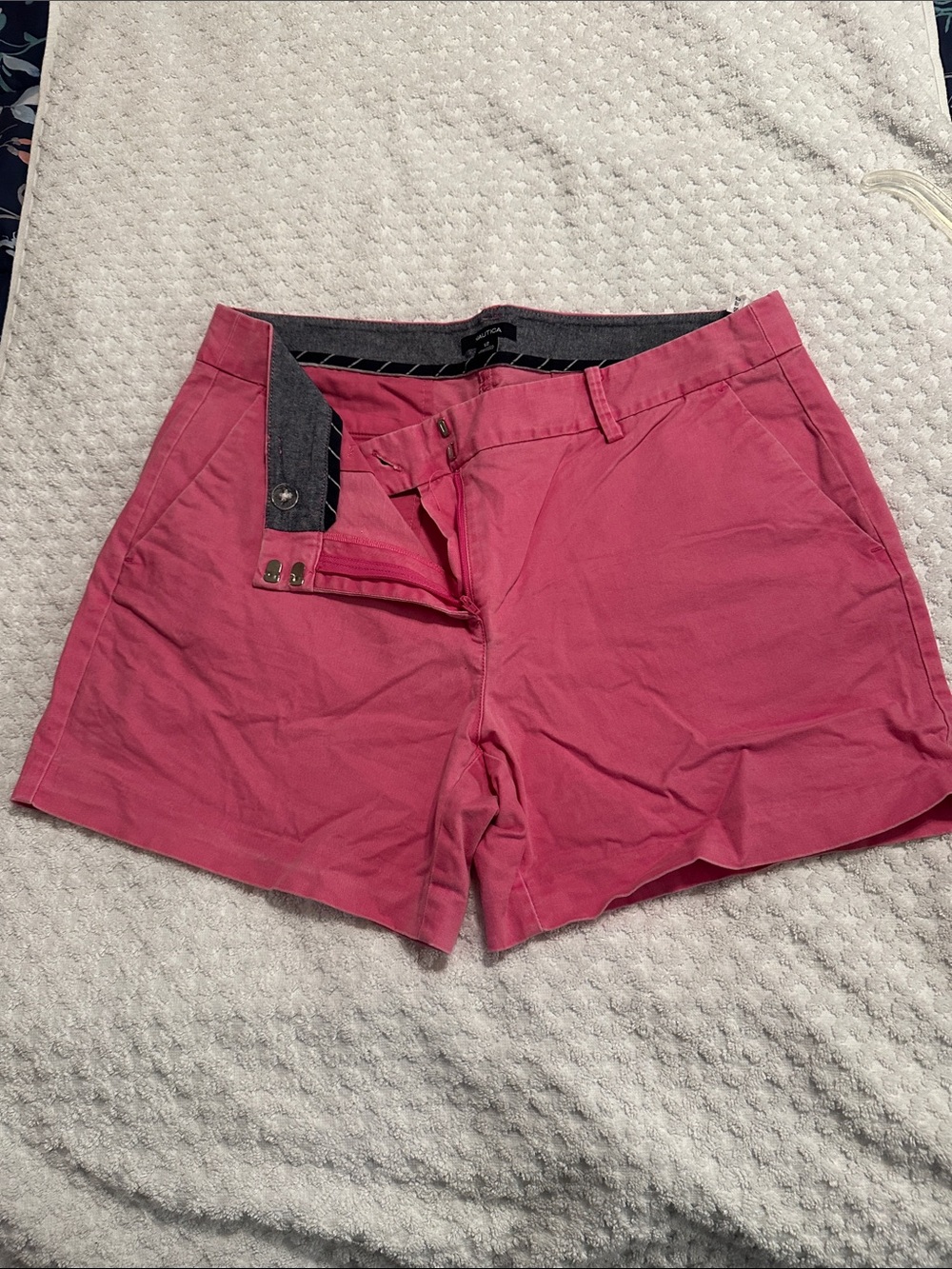 Nautica Hot Pink Cotton Blend Bermuda Shorts
